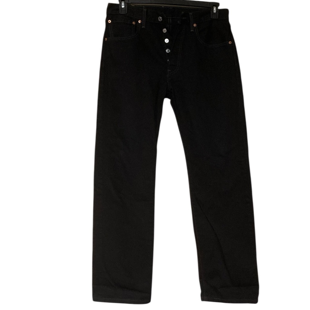 Levi's 501 Jeans  Black Cotton Denim Button Fly Straight Leg